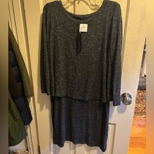 Nally & Millie Gray Soft Brushed Jersey Long Sleeve Dress